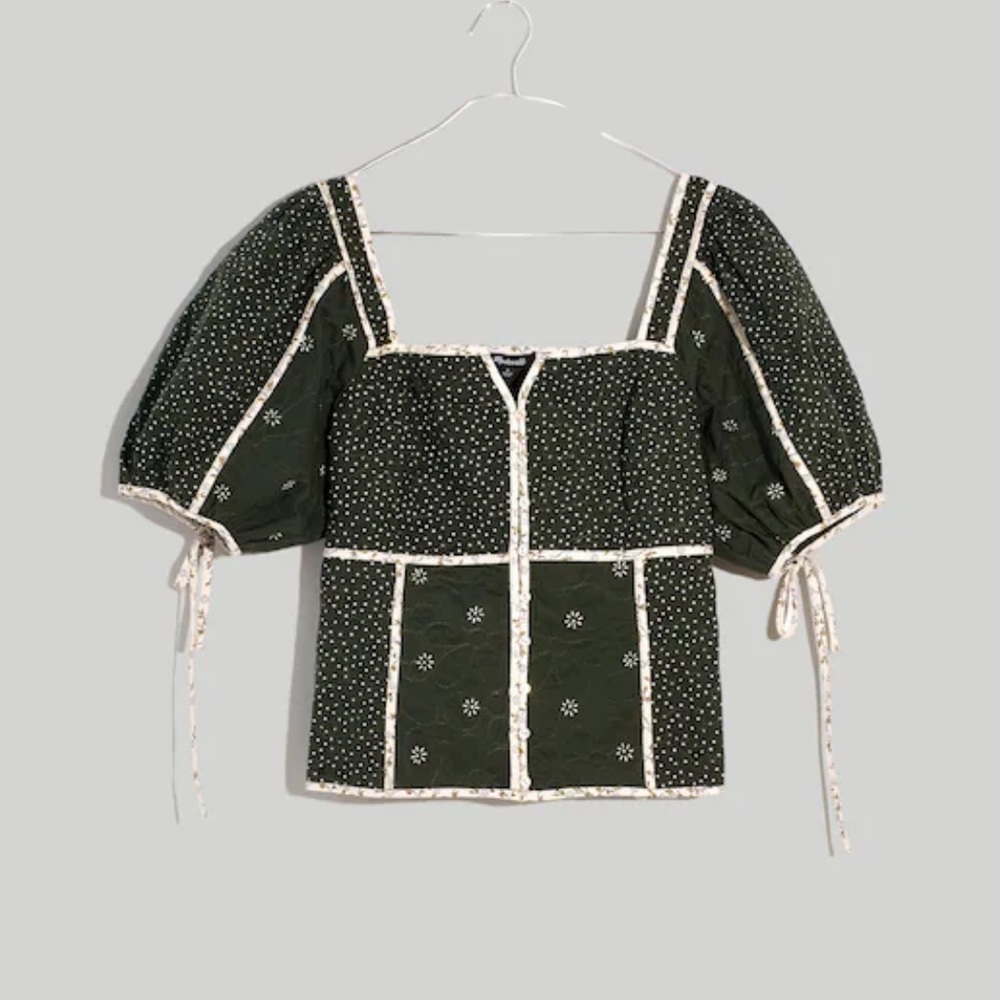 Madewell Patchwork Puff-Sleeve Top